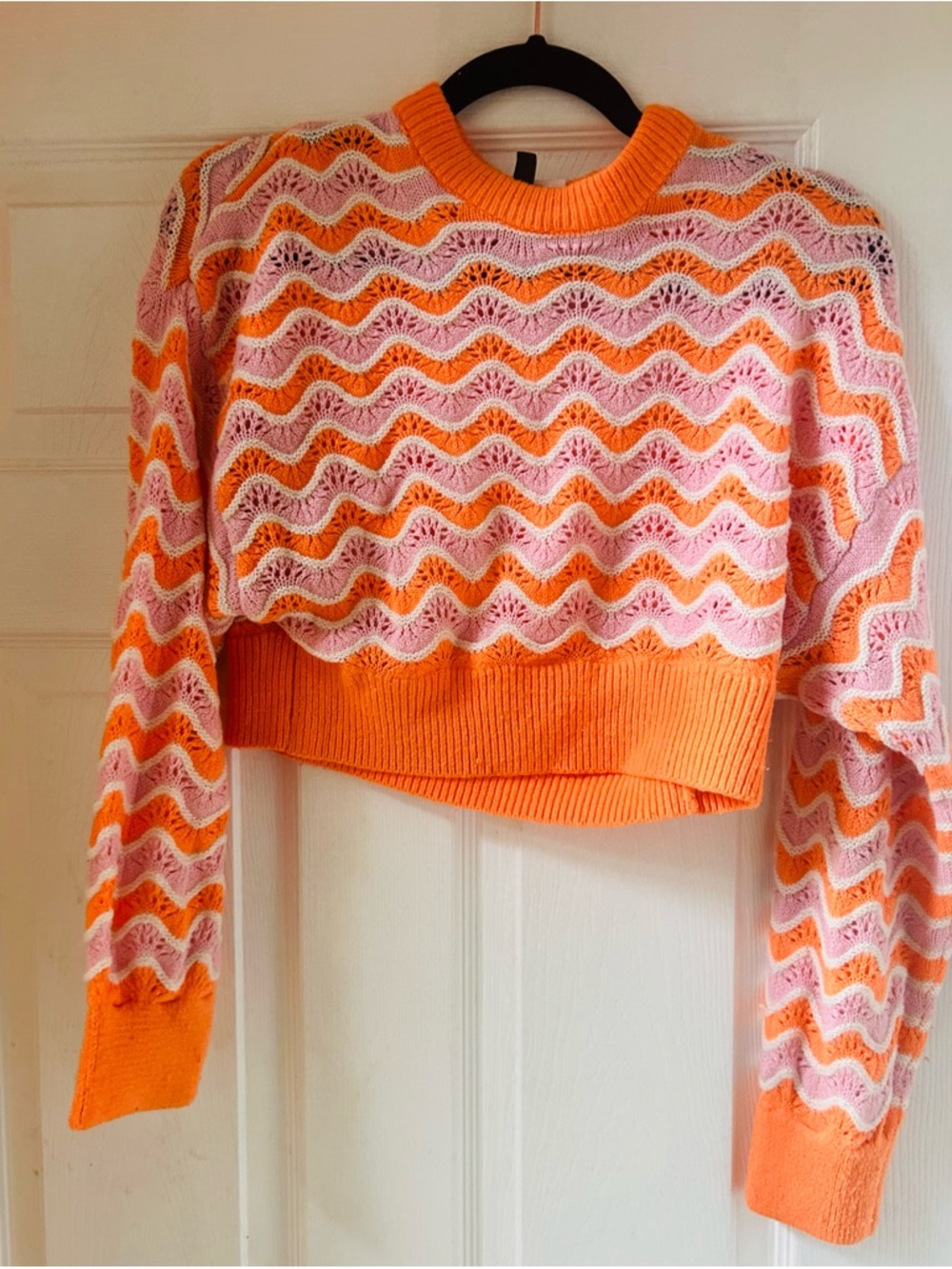 Divided H&M Orange and Pink Wave Knit Sweater